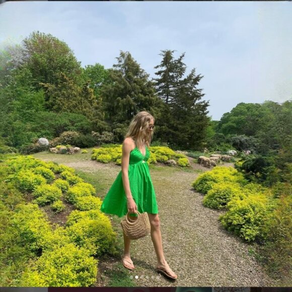 NEW H&M Cotton Blend Open Back Mini Dress, Size S - Picture 8 of 16